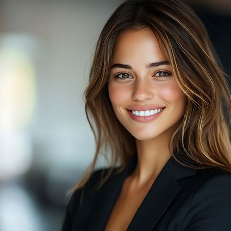 Confident young woman with beautiful teeth